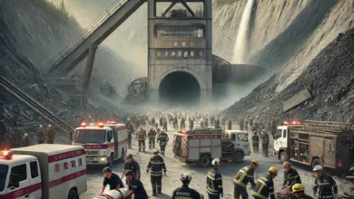 Dall·e 2024 08 21 14.11.02 A Realistic Image Depicting The Aftermath Of A Coal Mine Accident In Southwestern China. The Scene Shows A Coal Mine Entrance Surrounded By Emergency