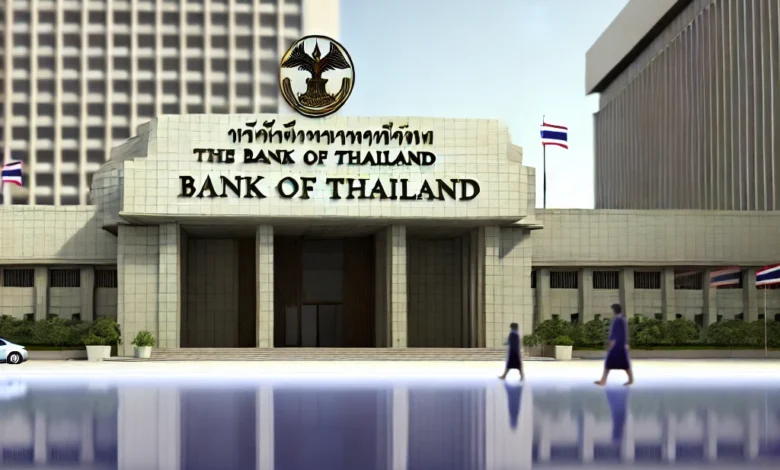 Dall·e 2024 08 21 14.31.47 A Realistic Image Depicting The Bank Of Thailands Central Building With Its Official Logo Visible. The Scene Shows A Calm And Steady Atmosphere Refl