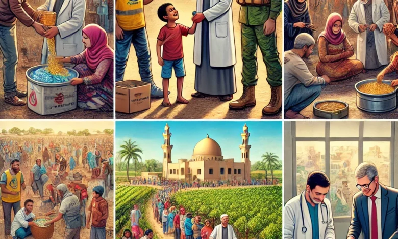 Dall·e 2024 08 22 11.13.57 A Detailed And Heartwarming Image Depicting The Activities Of The National Alliance التحالف الوطني As It Continues Its Efforts To Support The Most V