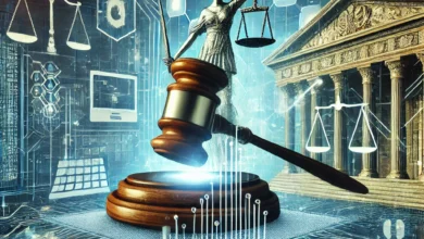 Dall·e 2024 08 25 09.58.51 An Image Depicting The Concept Of Digital Justice In Egypt. The Image Should Feature Elements Such As A Judges Gavel A Scale Of Justice And A Digit