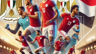 Dall·e 2024 08 25 16.31.56 An Image Representing Al Ahly Players Joining The Egyptian National Team Camp In September. The Image Should Include Symbols Like Al Ahly Players In T