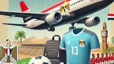 Dall·e 2024 08 25 16.40.09 An Image Representing The Egyptian National Football Team Preparing For Their Journey To Botswana On September 7Th For A Friendly Match. The Image Sho