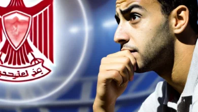 Dall·e 2024 08 25 16.45.15 An Image Depicting Moroccan Footballer Ashraf Bencharki Awaiting A Response From Zamalek Sc Regarding His Potential Return To The Club. The Image Coul