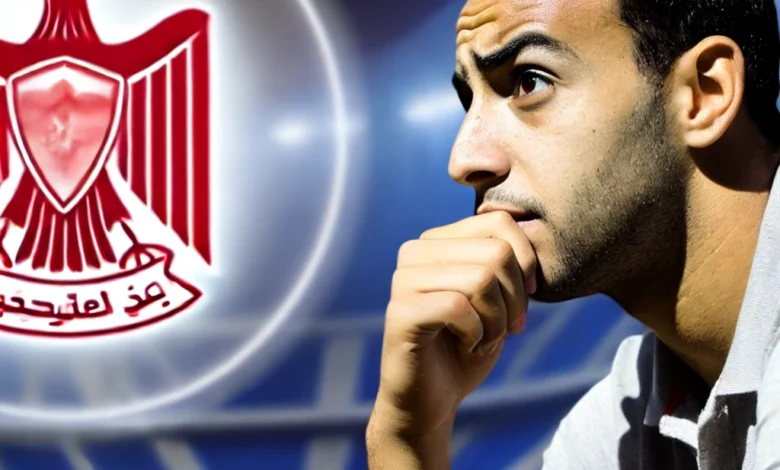 Dall·e 2024 08 25 16.45.15 An Image Depicting Moroccan Footballer Ashraf Bencharki Awaiting A Response From Zamalek Sc Regarding His Potential Return To The Club. The Image Coul