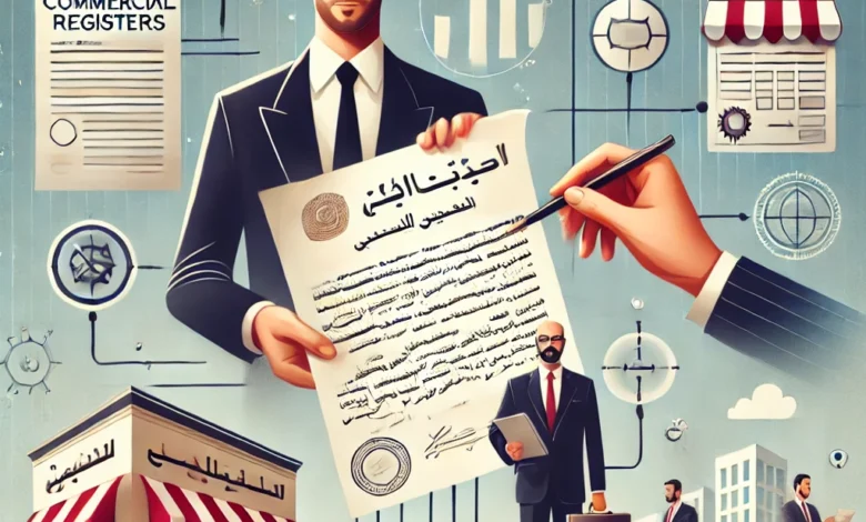 Dall·e 2024 08 26 10.06.03 An Informative Illustration Showing The Process Of Registering Foreigners In The Commercial Registers In Egypt According To The Law. The Image Feature