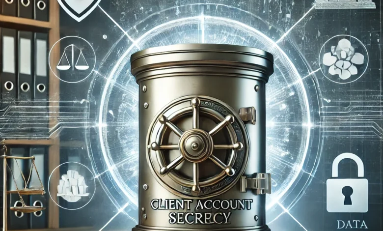 Dall·e 2024 08 26 10.31.32 An Image Symbolizing The Protection Of Client Account Secrecy And Data In Banks. The Image Should Feature A Secure Bank Vault With A Lock Representin