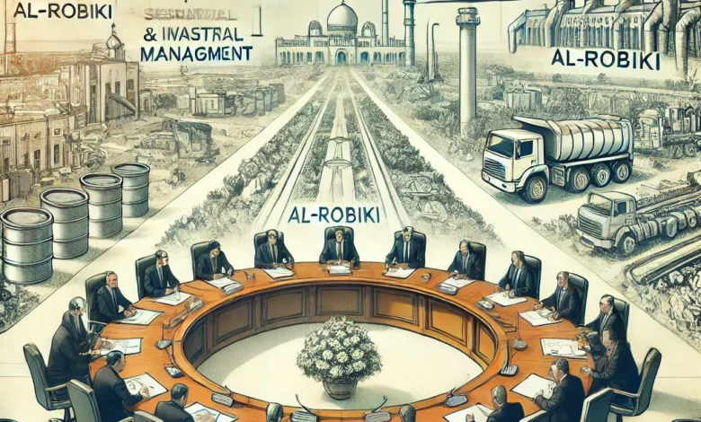 Dall·e 2024 08 27 19.36.36 An Image Depicting A Government Meeting Led By The Deputy Minister Of Housing Discussing The Sewage And Industrial Waste Management System In Al Robik