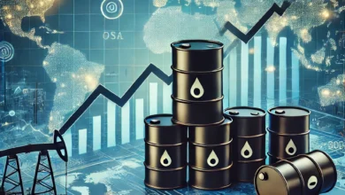 Dall·e 2024 08 27 19.43.14 An Image Representing The Decline In Oil Prices Amidst Risks Of Geopolitical Tensions And Supply Challenges. The Image Should Include Symbols Of Oil B