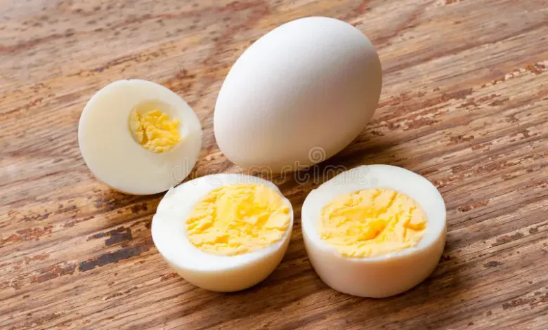 Closeup Unpeeled Boiled Egg Half Eggs White Background Food Menu Concept Closeup Unpeeled Boiled Egg Half Eggs 117215484