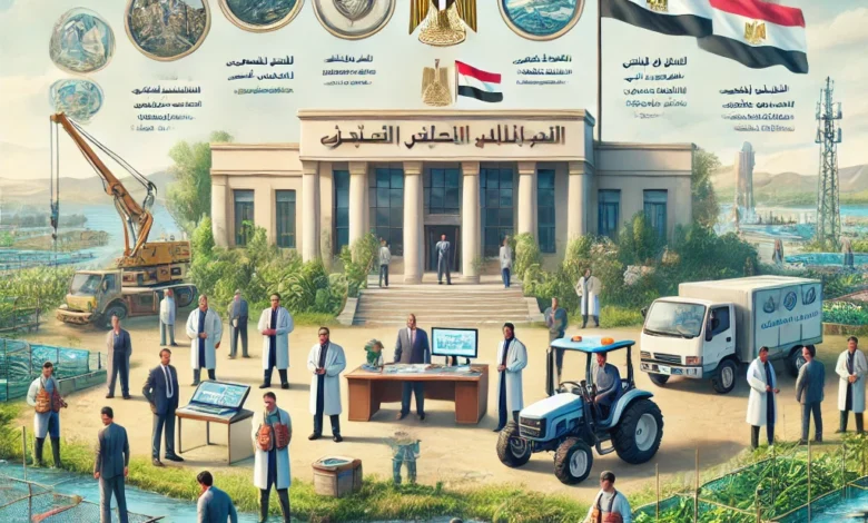 Dall·e 2024 09 01 14.07.44 A Formal And Detailed Scene Showcasing The Various Responsibilities Of The Egyptian Agency For The Protection And Development Of Lakes And Fish Resour