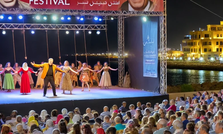 Dall·e 2024 09 01 14.34.48 A Vibrant Scene From The New Alamein Festival Showcasing 50 Days Of Theatrical Performances Featuring Both Veteran Stars And Talented Young Artists. T 1