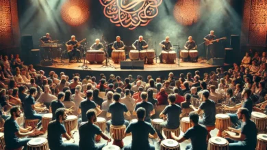 Dall·e 2024 09 01 14.40.57 A Vibrant Scene Of The Tabla El Sitt Performance On The Stage Of Saqiyat Al Sawy On September 26Th. The Image Captures The Musicians Passionately Pl