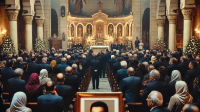 Dall·e 2024 09 01 15.06.41 A Solemn Scene Inside The Church Of Saint Mark Mar Morcos In Heliopolis Cairo During The Memorial Service For The Late Egyptian Writer Atef Beshai