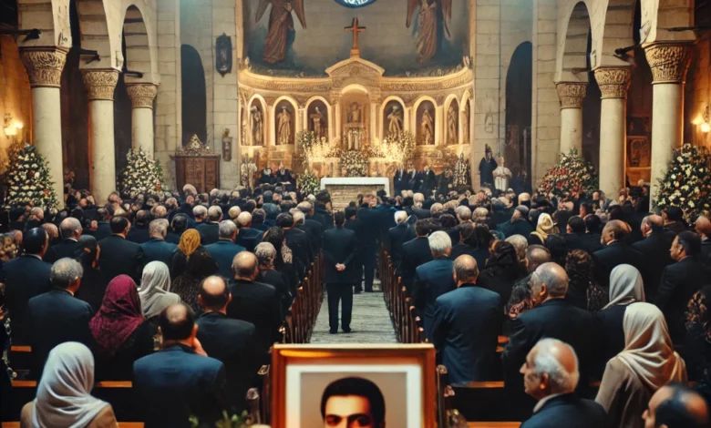 Dall·e 2024 09 01 15.06.41 A Solemn Scene Inside The Church Of Saint Mark Mar Morcos In Heliopolis Cairo During The Memorial Service For The Late Egyptian Writer Atef Beshai