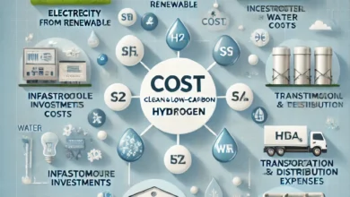 Dall·e 2024 09 01 17.37.24 An Informative And Visually Appealing Image Illustrating The Key Cost Factors Associated With Producing Clean And Low Carbon Hydrogen. The Image Highl