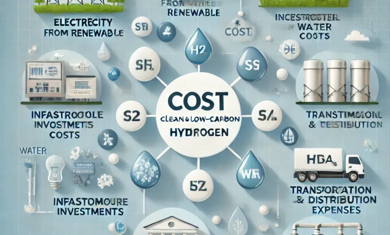 Dall·e 2024 09 01 17.37.24 An Informative And Visually Appealing Image Illustrating The Key Cost Factors Associated With Producing Clean And Low Carbon Hydrogen. The Image Highl