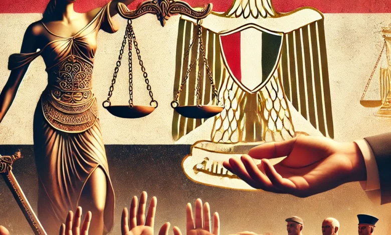 Dall·e 2024 09 02 17.59.28 An Image Illustrating The Concept Of Human Rights Support In Egypt Featuring Symbols Of Justice Such As Scales Hands Reaching Out For Support And T