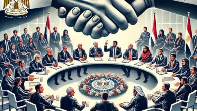 Dall·e 2024 09 02 18.27.31 An Image Representing The Importance Of National Dialogue In Overcoming Unprecedented Political And Economic Challenges In Egypt. The Scene Should Dep