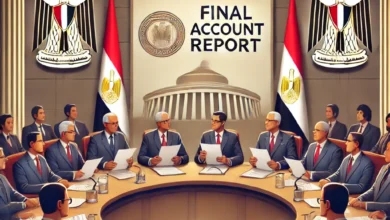 Dall·e 2024 09 02 18.31.10 An Image Depicting The Central Auditing Organization Presenting The Final Account Report To The Egyptian Parliament. The Scene Should Include Symbols