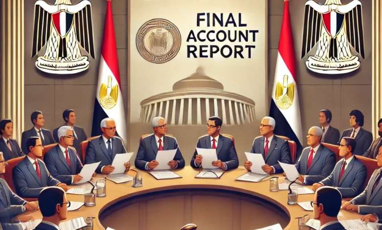 Dall·e 2024 09 02 18.31.10 An Image Depicting The Central Auditing Organization Presenting The Final Account Report To The Egyptian Parliament. The Scene Should Include Symbols