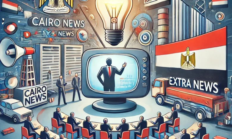 Dall·e 2024 09 02 19.21.39 An Image Representing The Impact Of Egyptian News Channels Cairo News And Extra News In Raising Public Awareness. The Scene Should Depict A Television