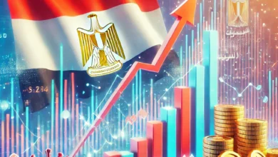 Dall·e 2024 09 03 18.31.59 An Image Depicting The Rise In The Egyptian Stock Market Indices At The Start Of The Midweek Trading Session. The Scene Should Include A Visual Repres