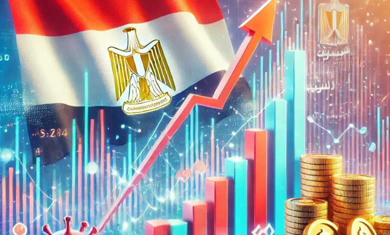 Dall·e 2024 09 03 18.31.59 An Image Depicting The Rise In The Egyptian Stock Market Indices At The Start Of The Midweek Trading Session. The Scene Should Include A Visual Repres