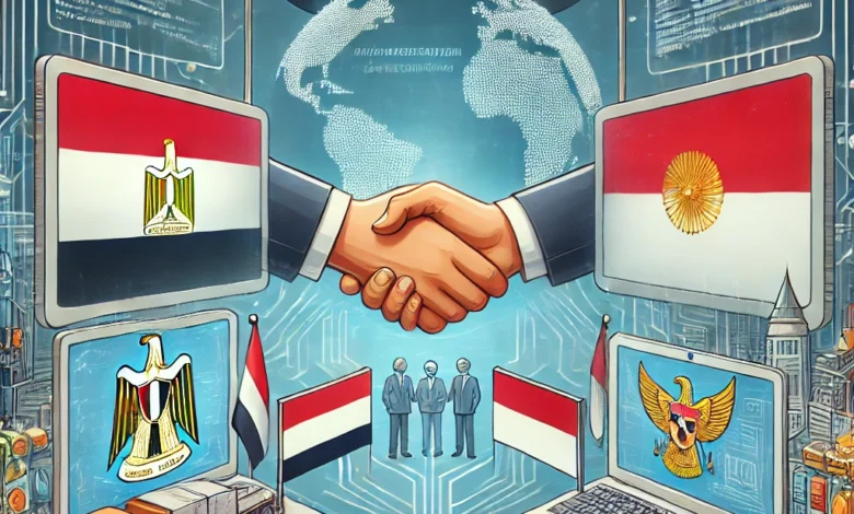 Dall·e 2024 09 03 18.59.32 An Image Representing The Collaboration Between Egypt And Indonesia In Sharing Digital Transformation And Capacity Building Experiences. The Scene Sho