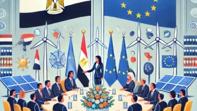 Dall·e 2024 09 03 21.31.11 An Image Representing A Meeting Between Egypts Minister Of International Cooperation Rania Al Mashat And A Delegation From The European Union Discu