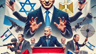 Dall·e 2024 09 04 19.37.04 An Image Representing The Political Statement By The Union Party Leader About Netanyahu Using Egypts Name To Cover Up His Aggressive Policies. The Im