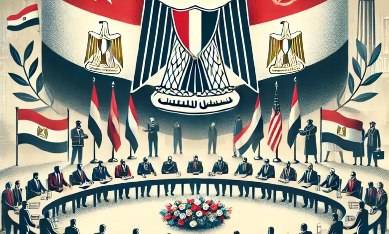 Dall·e 2024 09 04 19.50.36 An Image Representing A National Dialogue In Egypt Symbolizing A Political Unity And Collaboration Among Different Political Forces. The Image Should