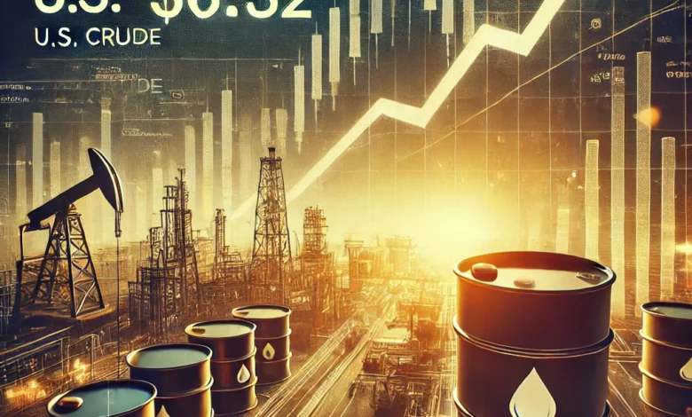 Dall·e 2024 09 05 16.29.20 An Image Showing The Current Prices Of Oil With Brent Crude At 72.79 And U.s. Crude At 69.32. The Image Should Include Elements Like Oil Barrels R