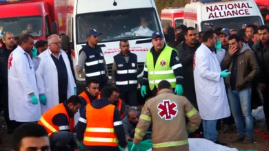 Dall·e 2024 09 15 20.58.04 An Emergency Scene At A Train Collision Site In Zagazig With Rescue Teams And The National Alliance Providing Support. There Are Medical Personnel As