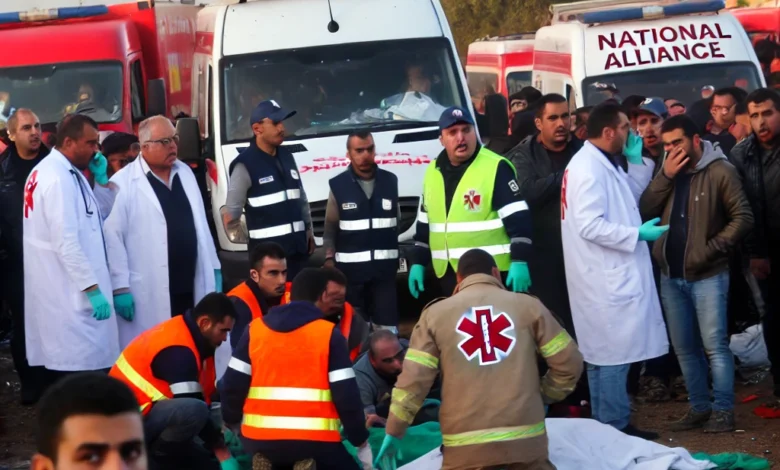 Dall·e 2024 09 15 20.58.04 An Emergency Scene At A Train Collision Site In Zagazig With Rescue Teams And The National Alliance Providing Support. There Are Medical Personnel As