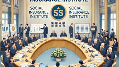 Dall·e 2024 09 15 21.27.50 A Formal Setting Inside The National Social Insurance Institute With Officials And Experts Discussing The Goals Of The Institute. The Room Includes A