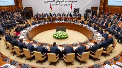 Dall·e 2024 09 15 22.11.45 A Formal Setting Showing A Meeting Between Members Of The National Dialogue And Parliament Discussing The New Criminal Procedure Law In Egypt. The Roo