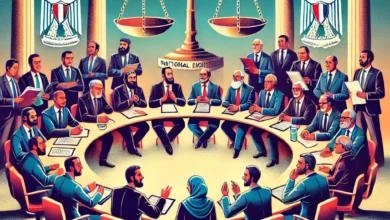 Dall·e 2024 09 16 19.51.03 An Illustration Representing The National Dialogue Involving Institutions And Unions Discussing Criminal Procedures Reforms In Egypt. The Scene Shows