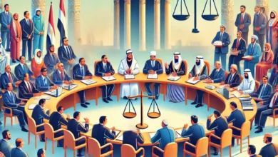 Dall·e 2024 09 16 20.09.21 An Illustration Showing The National Dialogue Conference Focused On Reaching A Consensus For The Criminal Procedures Law In Egypt. The Scene Depicts A